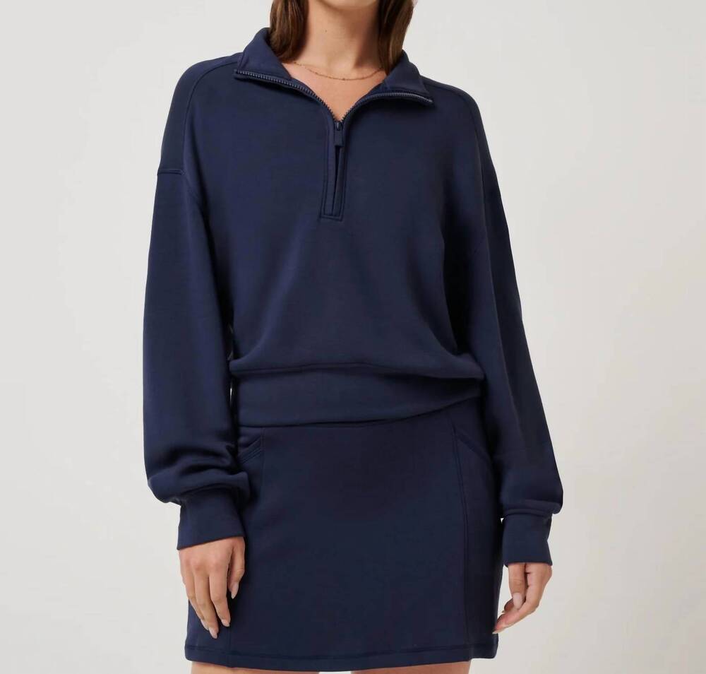 NEW TRAVISMATHEW skyloft soft echo half zip pullover in navy